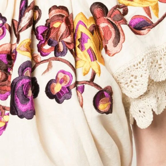 Ulla Johnson RUMI Embroidered Floral Crochet Top 0 - Picture 3 of 9